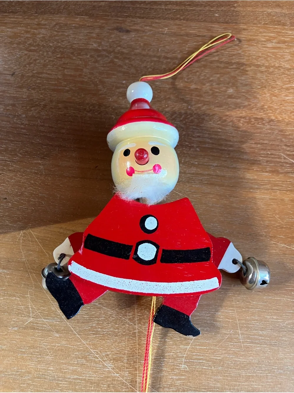 Vintage Kurt Adler Jumping Jack Pull String Santa Ornament - 1975